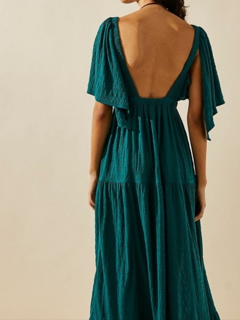 Free People Beach La La Maxi Dress in Teal Blue Boho, size Large - Picture 3 of 13